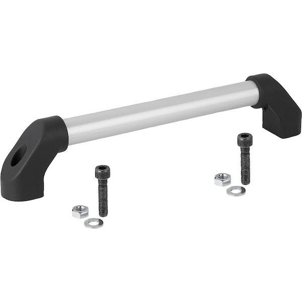 Tubular Handle A=400, L=444, H=80, Form:A, Aluminum Natural Ground And Anodized, Comp:Thermoplastic